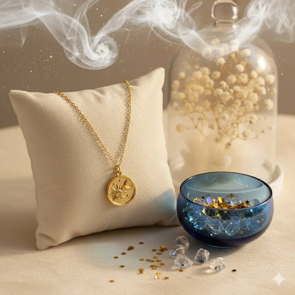 Gold Sun & Moon Pendant Necklace - Women Jewelry